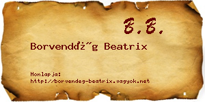 Borvendég Beatrix névjegykártya